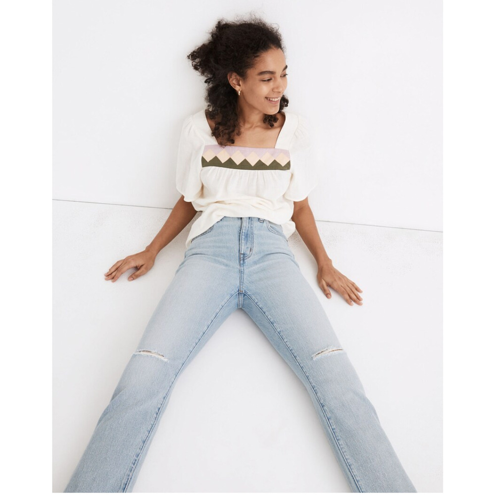 Madewell The High-Rise Slim Crop Boyjean in Dumas Wash: Ripped Edition Size 29